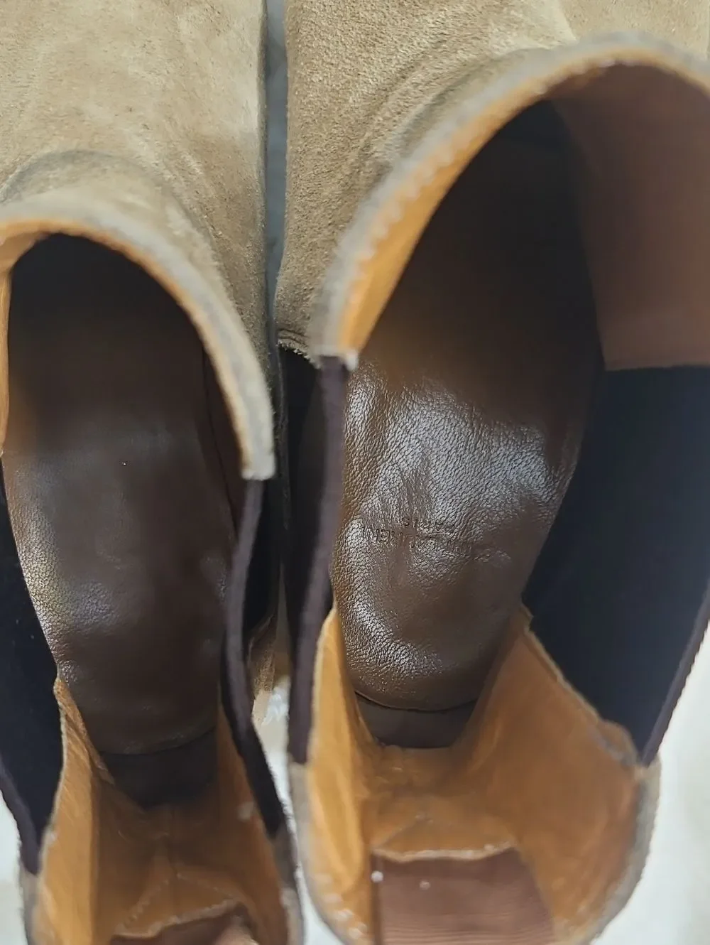 Saint Laurent Paris Wyatt Suede Chelsea Boots Men's 40.5 Tobacco Brown 443208